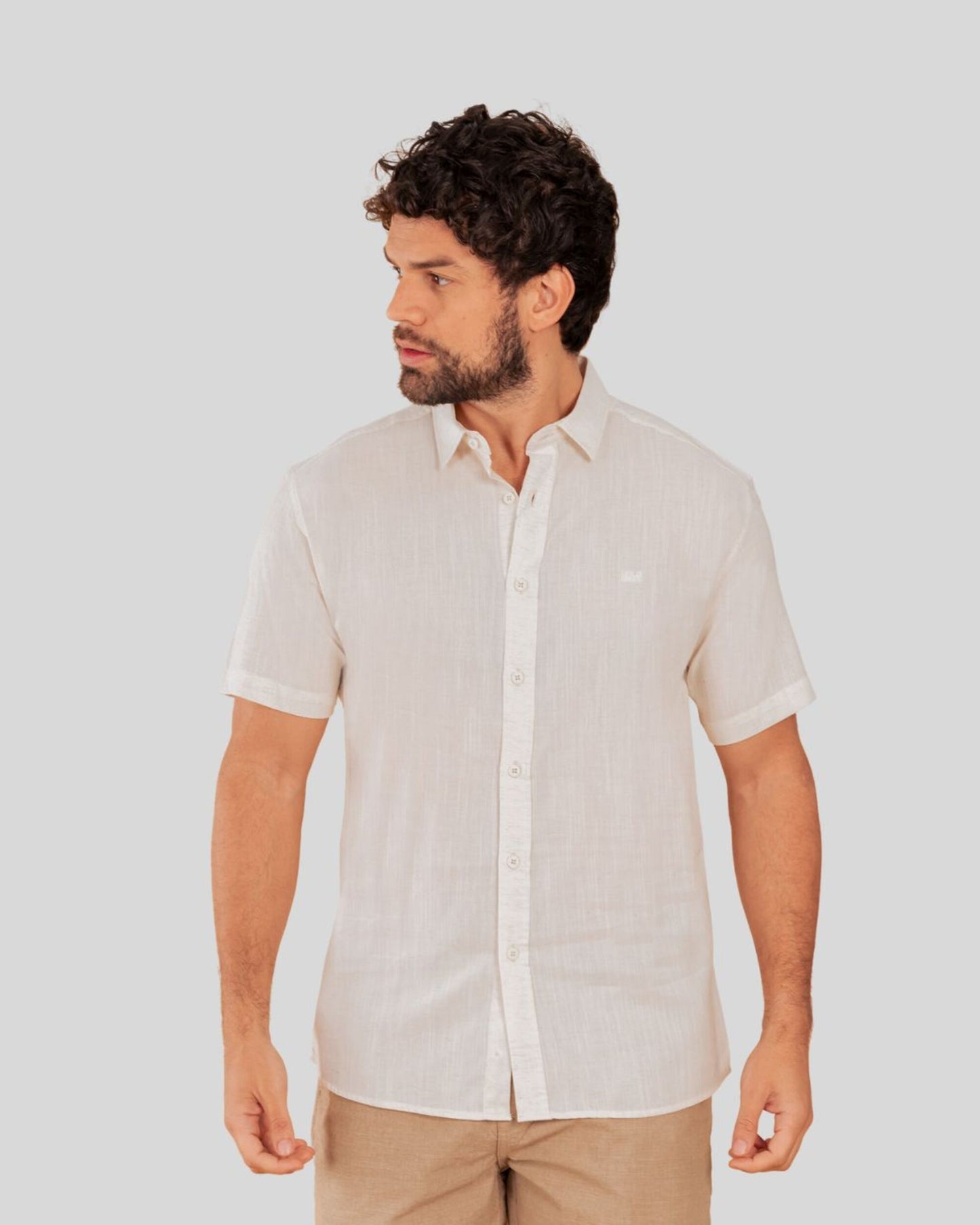 Camisa Masculina Manga Curta com Botões