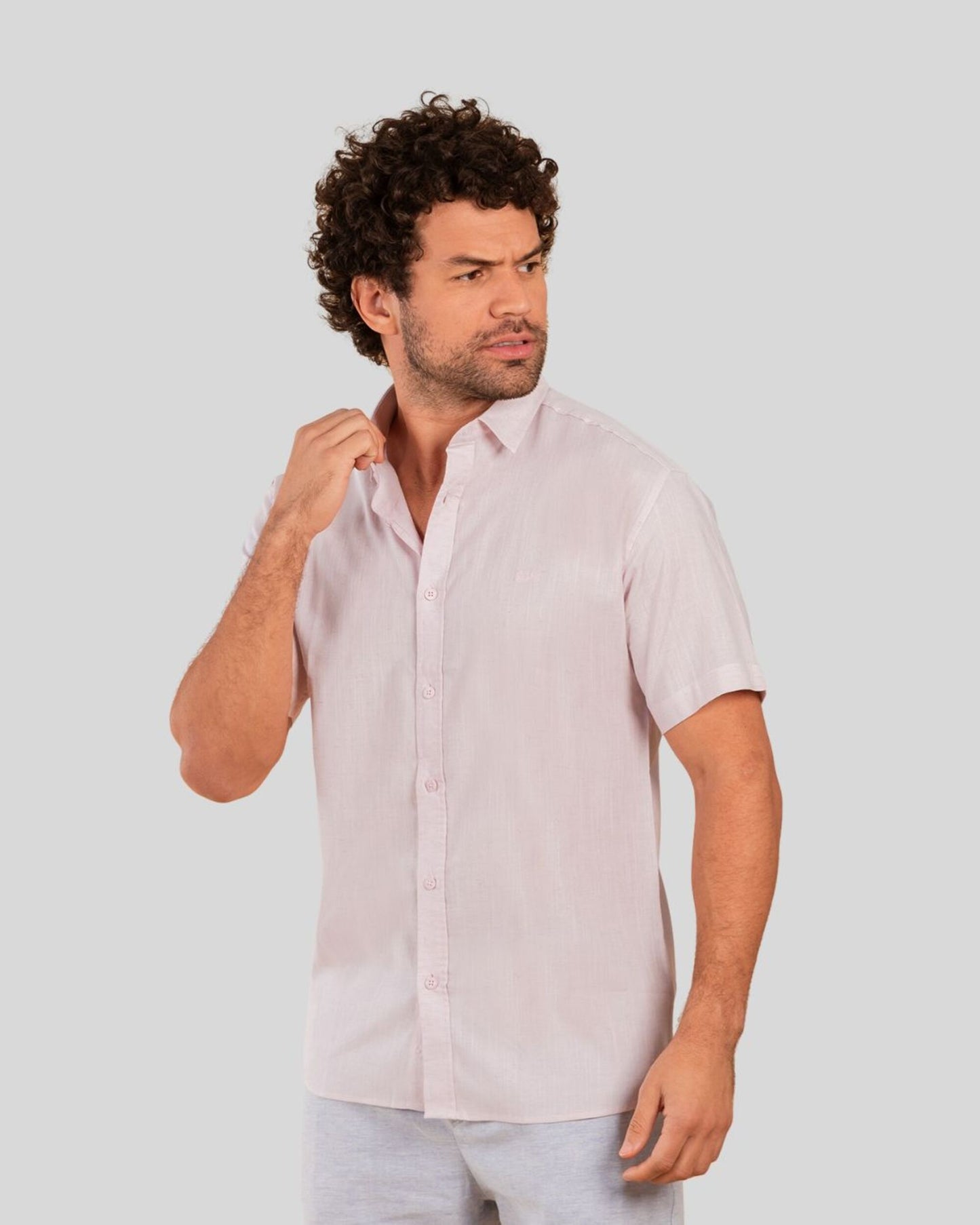 Camisa Masculina Manga Curta com Botões